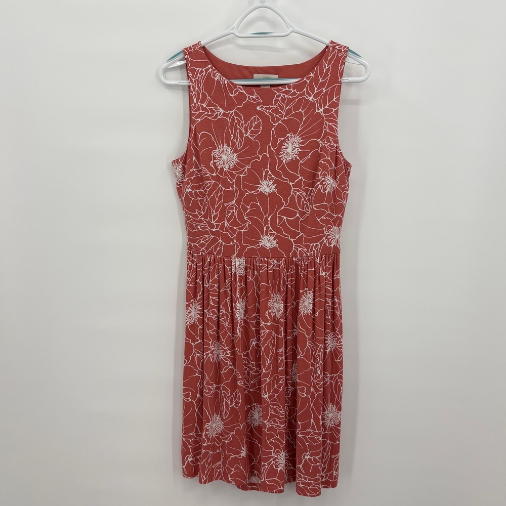 Ann Taylor LOFT Petites Rust‎ Floral Sleeveless Keyhole Back Dress MP MP1456